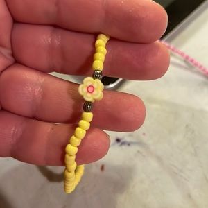 Yellow flower E Bead Bracelet
